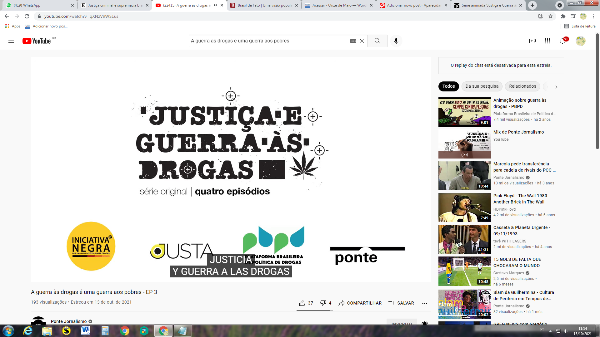 Ponte Jornalismo faz Série animada ‘Justiça e Guerra às Drogas’ denunciando papel racista de setores do judiciário, MP e forças policiais