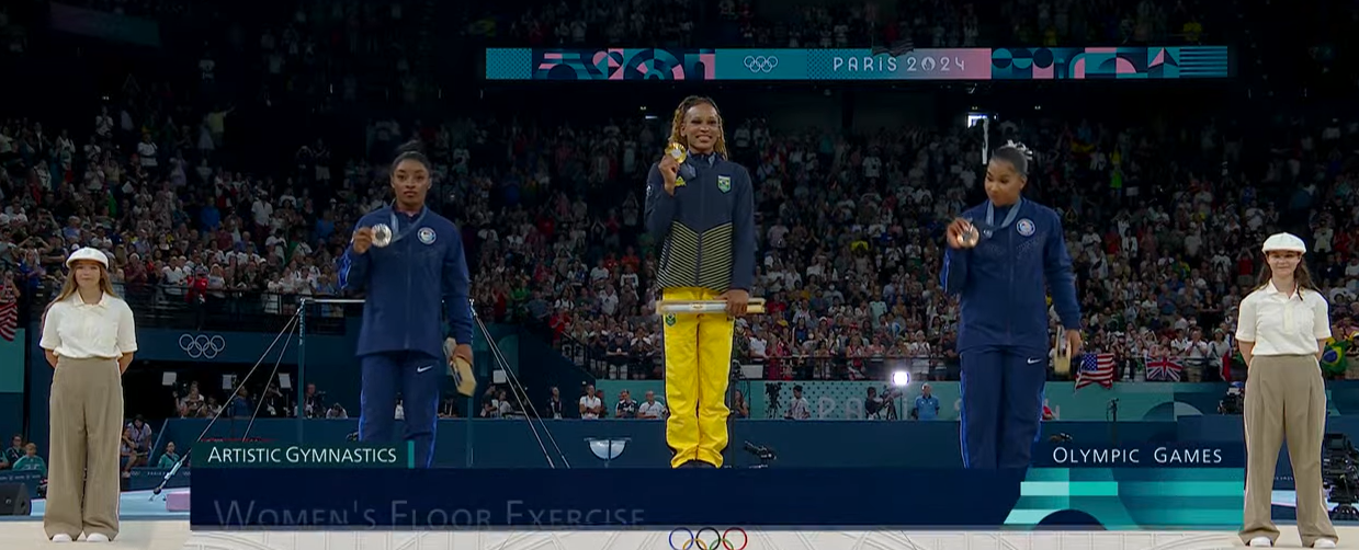 Imagem destacada do post: Rebeca é ouro no solo e vira maior medalhista olímpica do Brasil