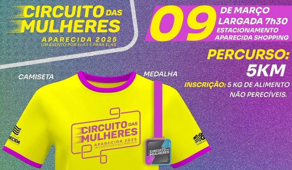 Imagem destacada do post: Circuito das Mulheres Aparecida 2025 acontece neste domingo, 9 de março