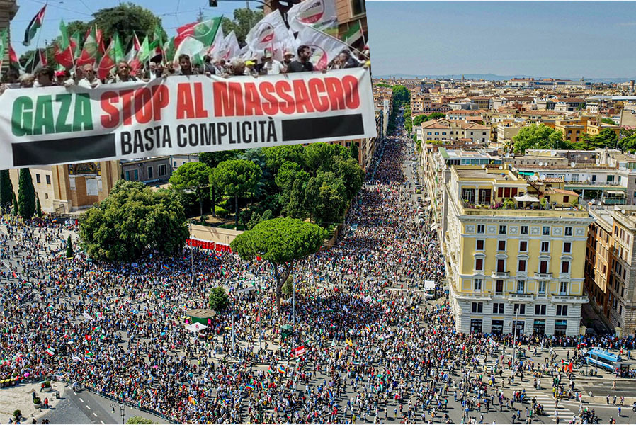 Imagem destacada do post: Em Roma  300 mil exigem fim do massacre em Gaza e sanções a Israel