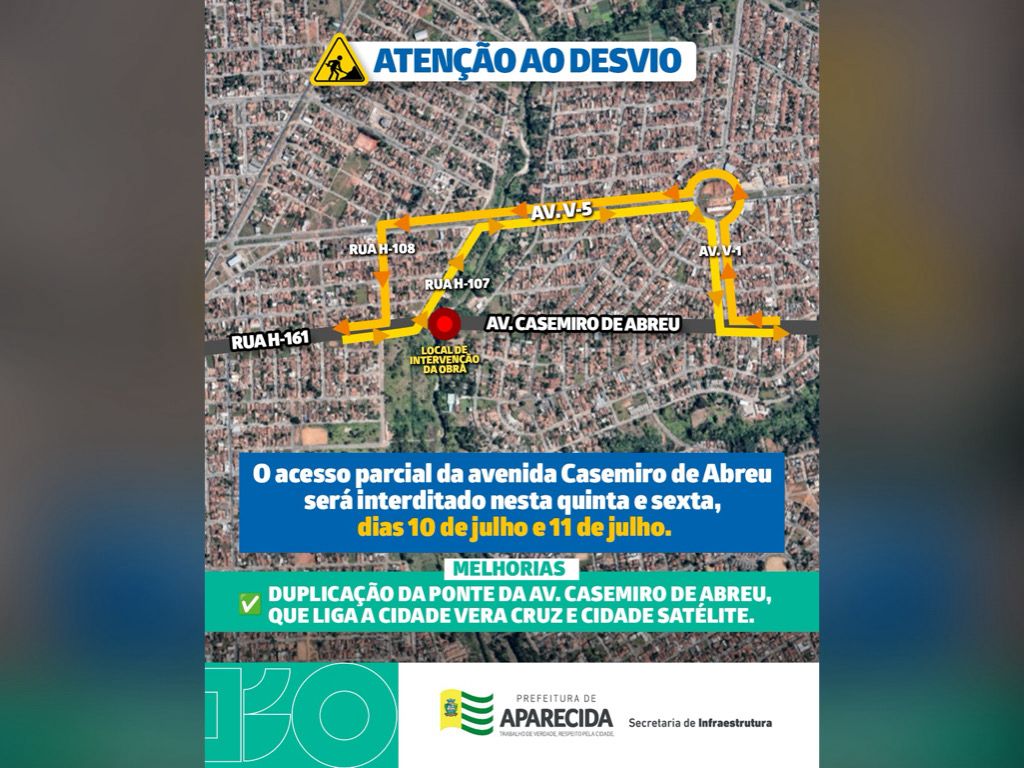 Imagem destacada do post: Duplicação da ponte na Avenida Casemiro de Abreu; confira o desvio